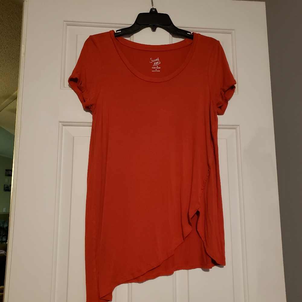 Asymmetrical burnt orange tunic